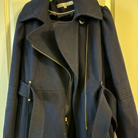 Kenneth Cole Blue Trench Coat Classic Tailored Design - Picture 3 of 5